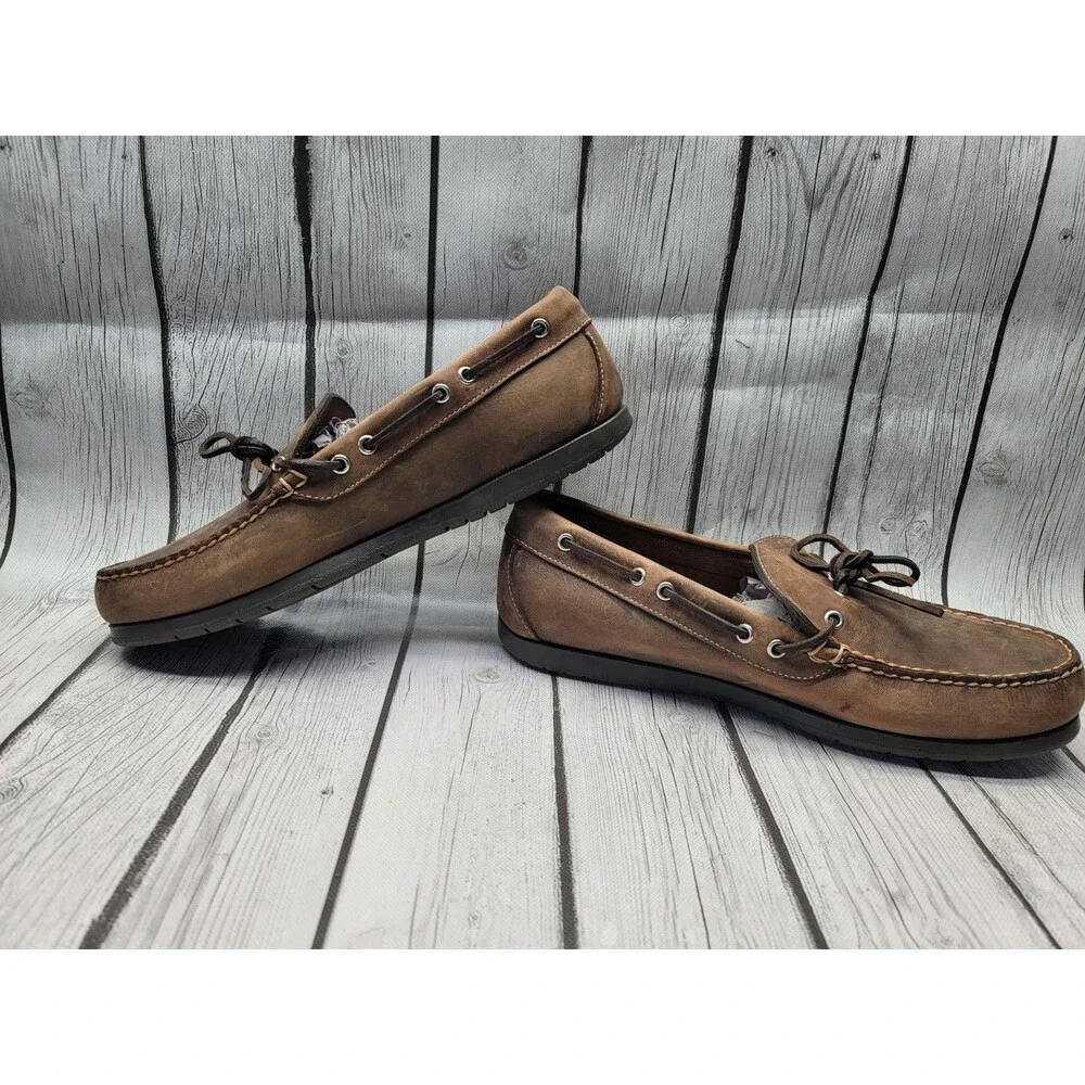 LL Bean Loafers Handsewn Moccasins Camp Moc Brown Leather Men's 11.5 EE Shoes